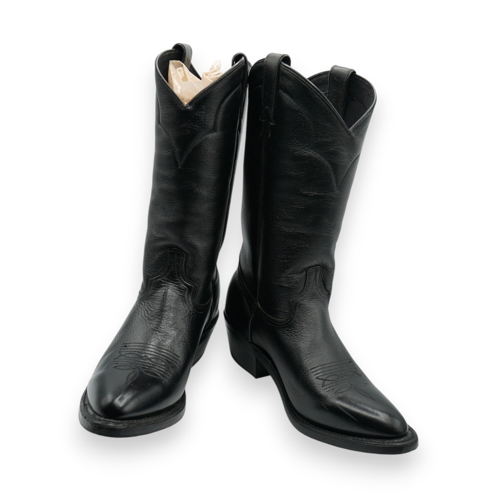 ABILENE Men's Leather Western Boots Square‎ Toe Black Casual Size 8.5 EE